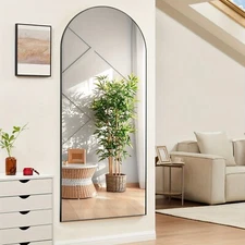 Full Length Arched Standing Floor Mirror,Gold/Black Frame Home Full Body Mirror