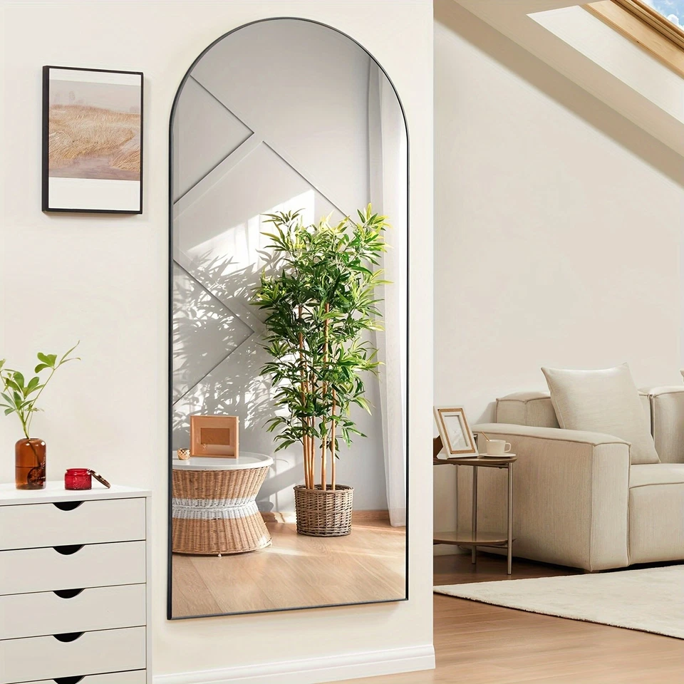 Arched Full Length Mirror,Full Body Mirror with Stand,Hanging Leaning for Wall - Image 2 of 4
