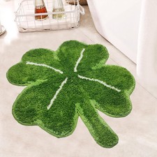 St Patricks Day Bathroom Rug, Four Leaf Clover St Patricks Day Rugs for Bathroom