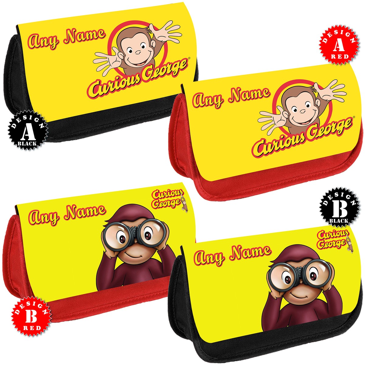 CURIOUS GEORGE Personalised Pencil Case Make Up Bag School Any