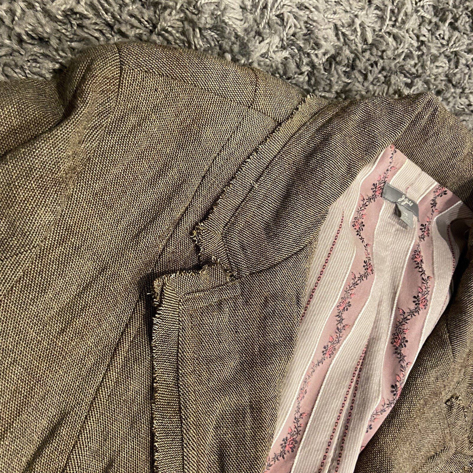 FILA J.Jill Wool Rayon Blend Long Sleeve Blazer Jacket Row Hem & Collar Size 12