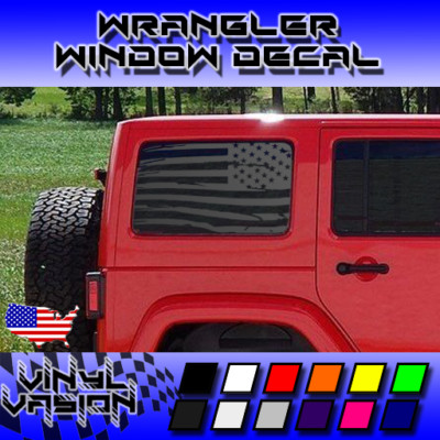 2x Distressed Flag Side Window Decal for 2011-2017 Jeep Wrangler JL (4 DOOR)