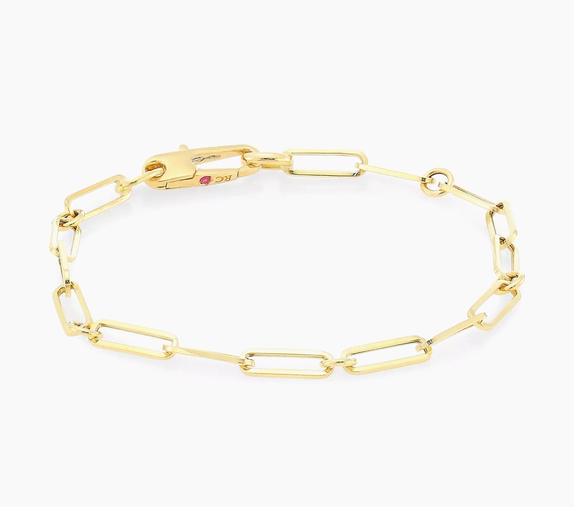 Roberto Coin Paper Clip Link Chain Bracelet 18k Yellow Gold Italy "BOX