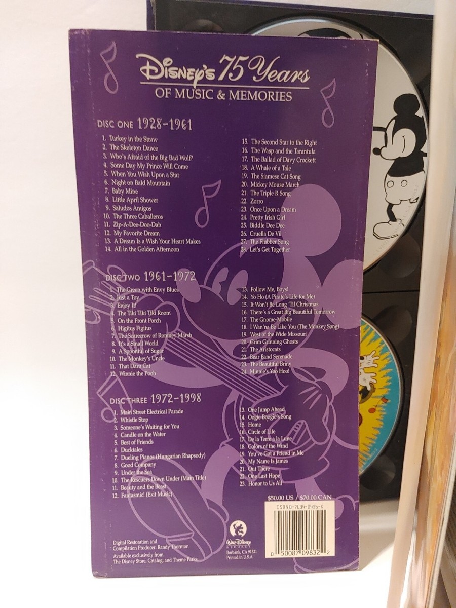 DISNEY'S 75 YEARS Of Music & Memories DELUXE 3 CD (Read