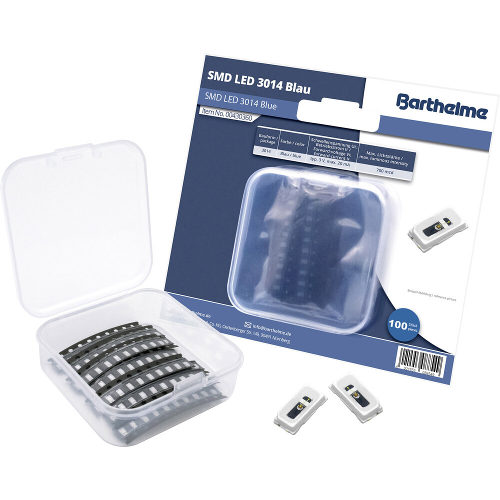 Barthelme SMD-LED-Комплект 3014 Blau 700 мкд 120 ° 20 мА 3 В 100 Вт Оптом