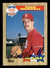 1987 Topps Baseball #605 Todd Worrell (All-Star) Signed Autograph (No COA) *e1