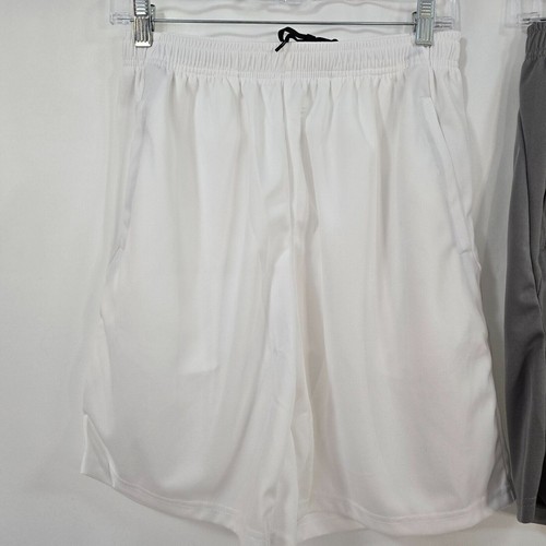 Pressei Workout Shorts Men's S Drawstring Pockets 2 pairs 1 gray 1 white NWOT - Picture 2 of 9
