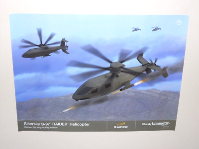 RARE SIKORSKY AIRCRAFT HELICOPTER POSTER ARTWORK S-97 RAIDER PROTOTYPE 19X25