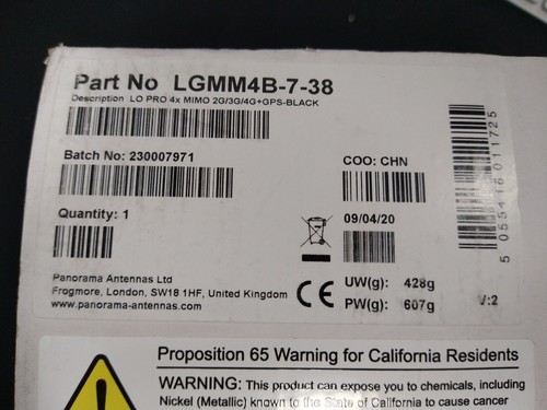 Panorama Antennas - LGMM4B-7-38 - LO PRO 4x MIMO 2G/3G/4G+GPS-Black - Picture 9 of 17