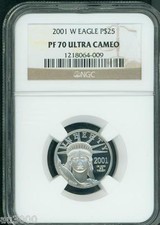 2001-W $25 PLATINUM STATUE of LIBERTY 1/4 Oz. EAGLE NGC PF70 PROOF PR70 4017.00 per troy oz