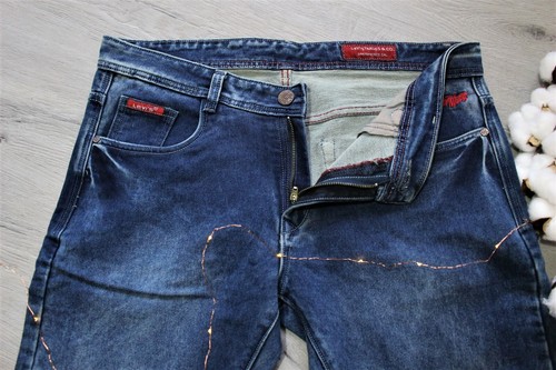 Jeans uomo Levis blu lavato dritto regular fit denim grande e alto vita 38" - Foto 3 di 5