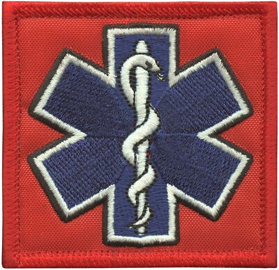 EMS EMT Star Of Life Patch 3'' Red Hook Badge First Aid Emergency Services Medic