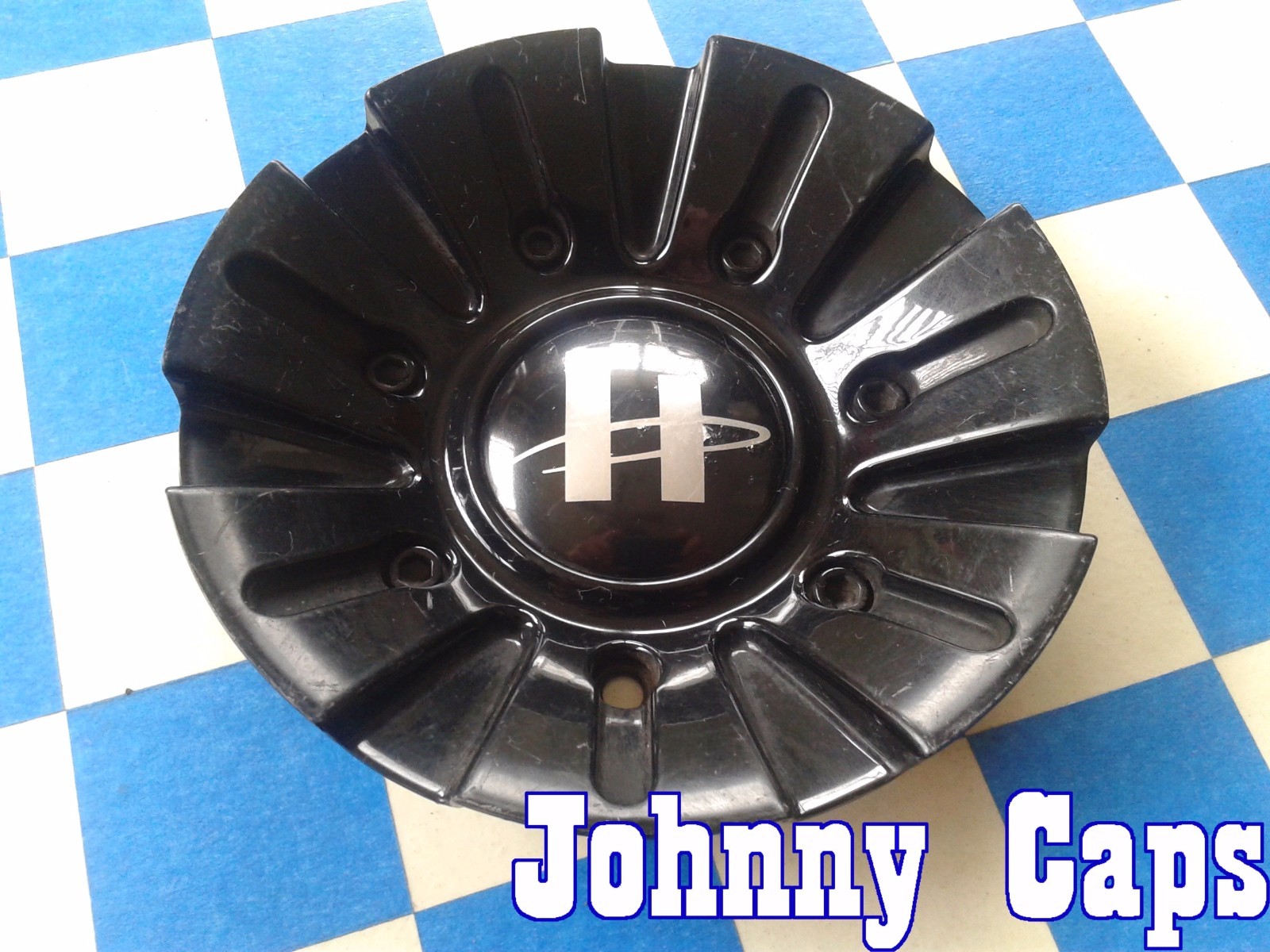 HELO WHEELS BLACK Center Caps # HE845L156 Custom Wheel [11] USED Center Cap (1)
