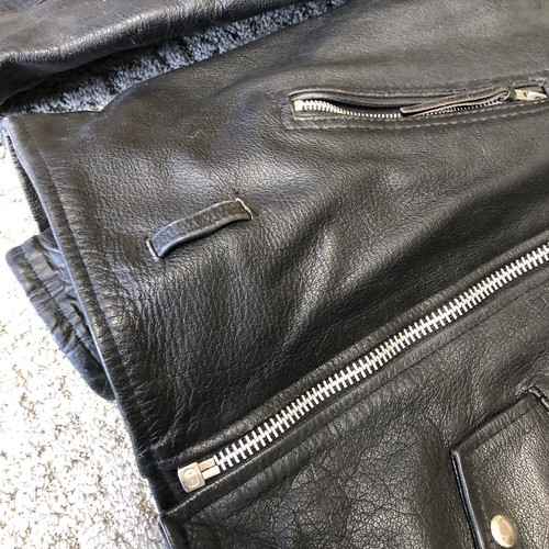 Vintage 80s Leather Motorcycle Jacket Men’s Size XL Black Punk Biker Greaser - Picture 6 of 17