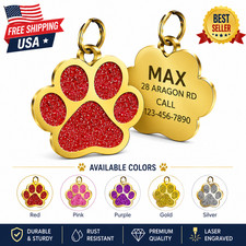Title Personalized Dog ID Tag Custom Cat Pet Name Phone Number Engraved PawTag