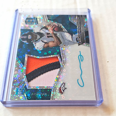 Panini 2017 Spectra Carlos Henderson Broncos #229 Neon Blue Prizm RPA Auto /75