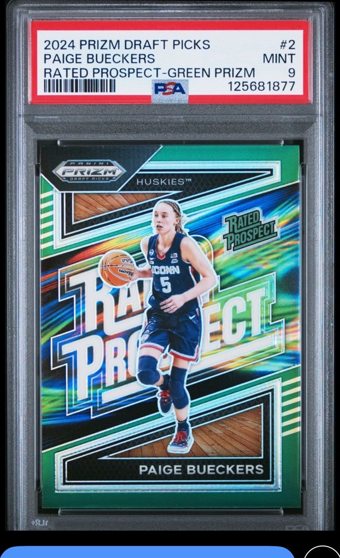 2024-25 Panini Prizm Draft Picks Prospect Paige Bueckers #2 Green Prizm RC PSA 9
