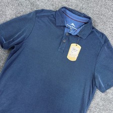 Tommy Bahama Golf Polo Shirt Men Small Ocean Deep Blue Tencel Modal Blend NEW