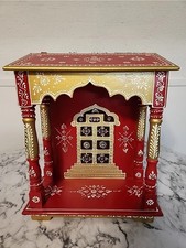 Hindu Religious Temple w/ Emboss Painting of Temple Inside, Homemade Handcrafted