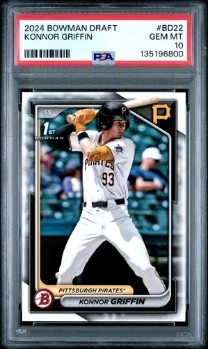 2024 Bowman Draft Paper #BD22 KONNOR GRIFFIN 1st Bowman PSA 10 - Pirates