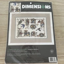 VTG Cross Stitch Dimensions Kit #3810 A Bird for All Seasons Judy Hand New Open
