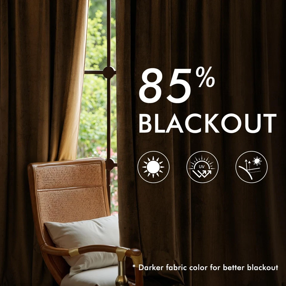 Gold Velvet Blackout Curtains 84 inches Long, Pinch Pleated Drapes with Hooks... - Image 4 of 4