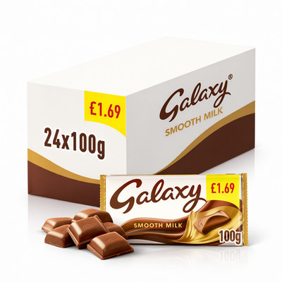 Volle Schachtel mit 24 x 100g Galaxy Smooth Milk Schokoriegeln - Cremige Leckereien
