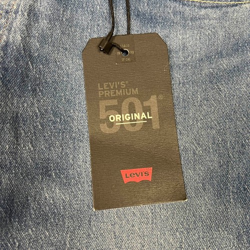 NWT Levis 501 Jeans Mens 34x32 Blue Button Fly Straight Leg Stretch - Picture 5 of 6