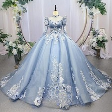 Charming Quinceanera Dresses 3D Flowers Pleat Appliques Lace Up Ball Gowns