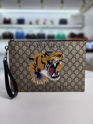 Gucci Clutch Tiger Leder beige 473904 150441457