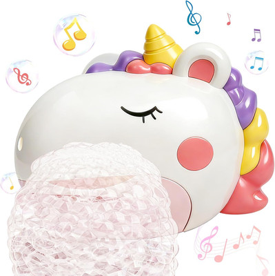 Baby Bath Toys, Unicorn Rechargeable Bath Bubble Machine, Automatic Bubble Maker