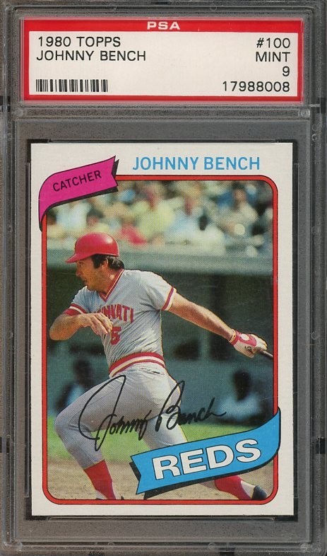 1980 Topps #100 Johnny Bench PSA 9 Mint Cincinnati Reds 8008