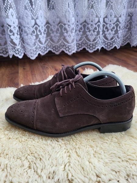 Women Navyboot Heels Brown Suede 39 #483X