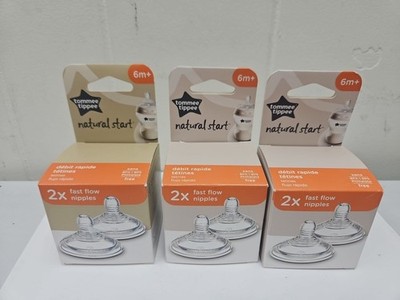 Tommee Tippee Natural Start Fast Flow Feeding Nipples 6M+ (6) 2 per box (A7)