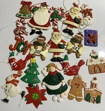 20 Vintage Christmas Ornaments Polymer Clay Santa Angel Dog Snowman Tree