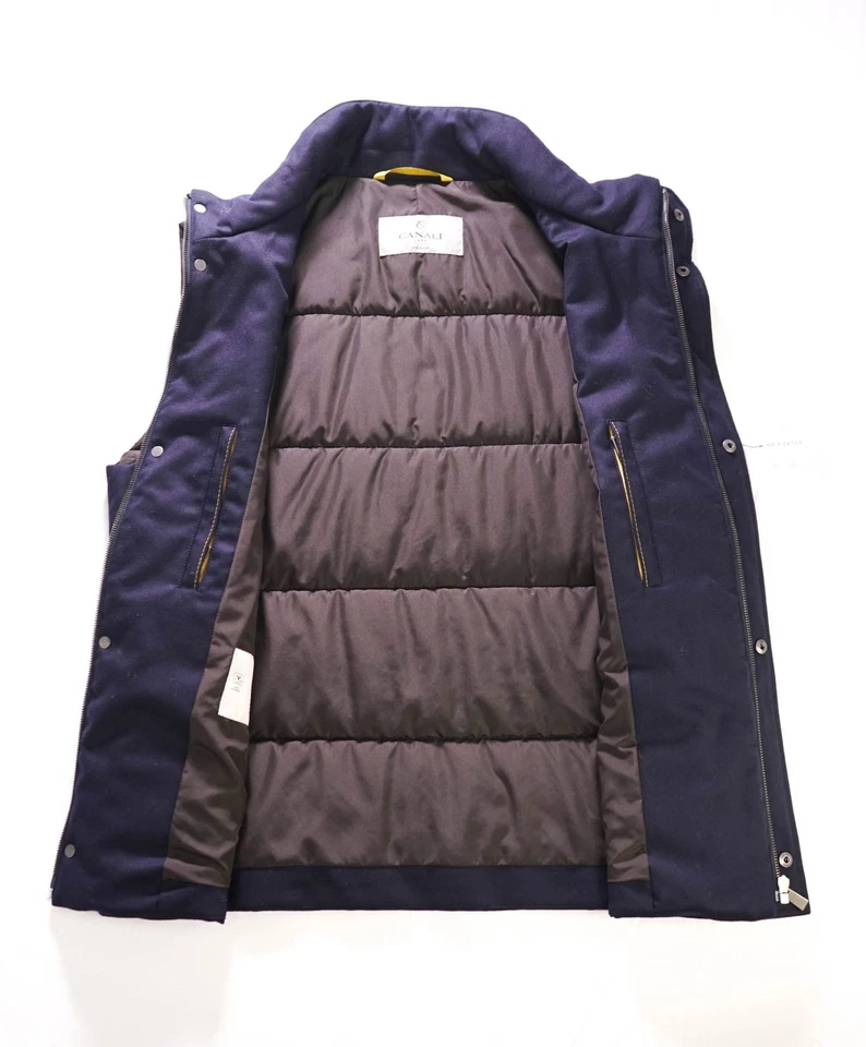 $1,395 Canali Solid Navy Wool Vest 40US (50EU) L - Image 3 of 4