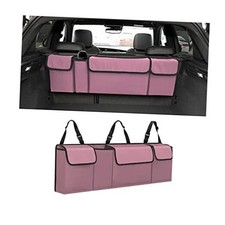 Car Trunk Organizer, Backseat Hanging Large Storage with Adjustable Pink