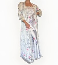 Vtg SM Christian Dior Robe Nightgown Peignoir Floral Lace Satin Style 35404