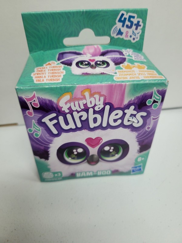 Furby Furblets Bam-Boo Mini Friend 45+ Sounds, Purple White Electronic Plush Toy