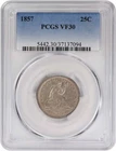 1857 Liberty Seated Silver Quarter VF30 PCGS