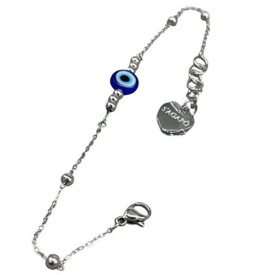 DAMEN ARMBAND KETTE KUGELN AUGE DER VORSEHUNG / GLÜCK SIGNIERT SAGAPO