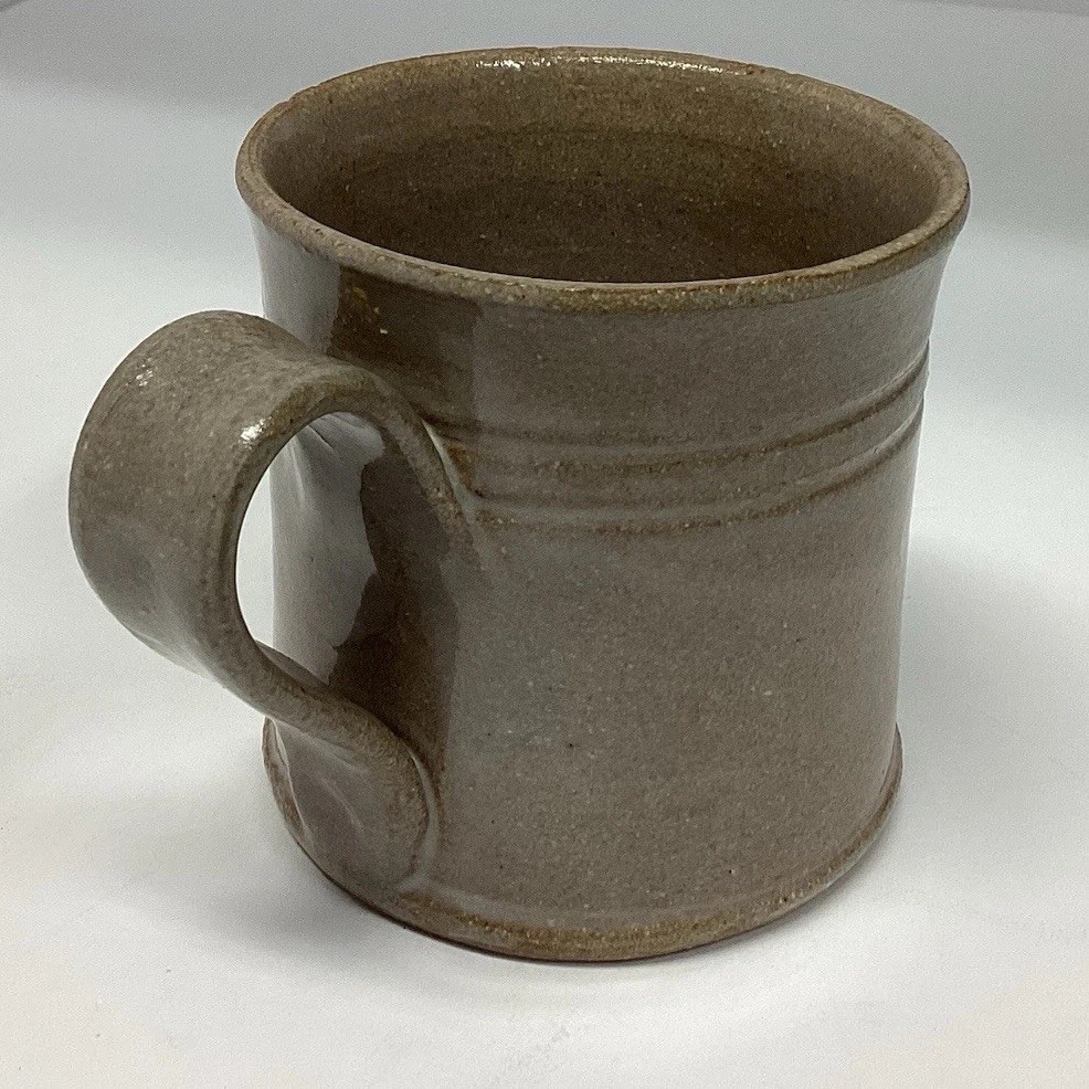 JugTown Ware Stone Pottery Mug Cup Glazed Brown With Blue Bird On Branch