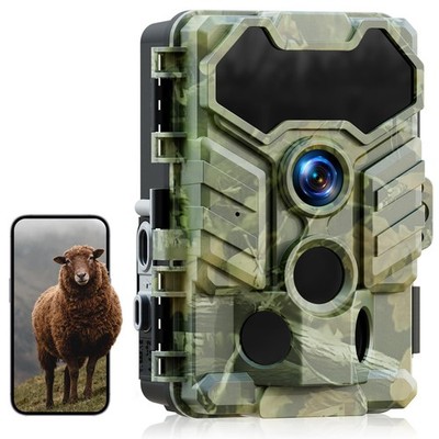 WiFi Trail Camera Bluetooth- Low Glow IR Night Vision Game Camera with 32MP 0...