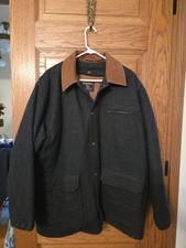 Vintage Woolrich Gray Wool Mens Chore Barn Lined Jacket