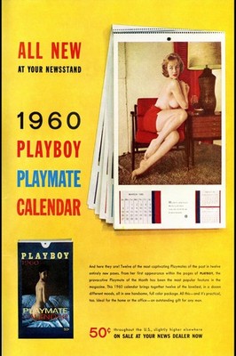 1960 Midcentury Playboy Calendar Poster  ️ - 24x36  - Hi-Res  Print - 200 GSM