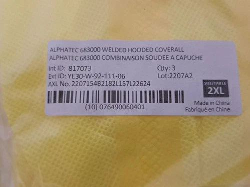 Lot of 3 Ansell Microchem AlphaTec 68-3000 Chemical Resistant Coveralls 2XL image 3