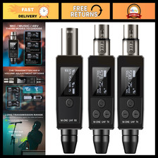 Wireless Microphone System UHF XLR Transmitter  Receiver, 48V Phantom Power, PA