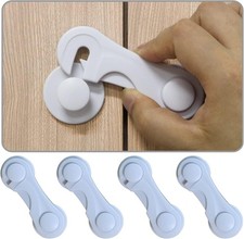 4 PCS Child Proof Cabinet Safety Locks Cabinet Locks with Adhesive Fridge Closet
