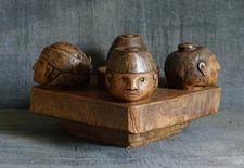 Hand Carved Javanese Indonesian Hardwood Table Ashtray / Table Centrepiece Heads