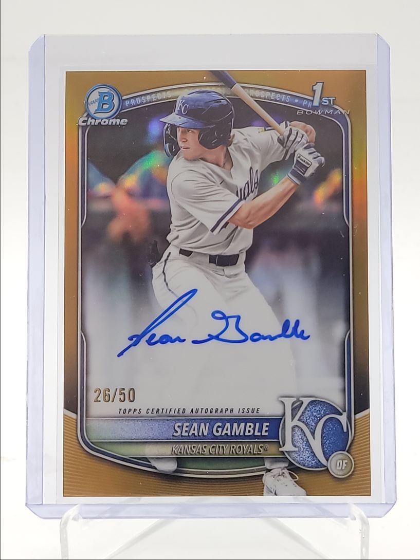 SEAN GAMBLE 2025 BOWMAN CHROME DRAFT 1ST TRUE GOLD ROYALS AUTO /50 Q6507